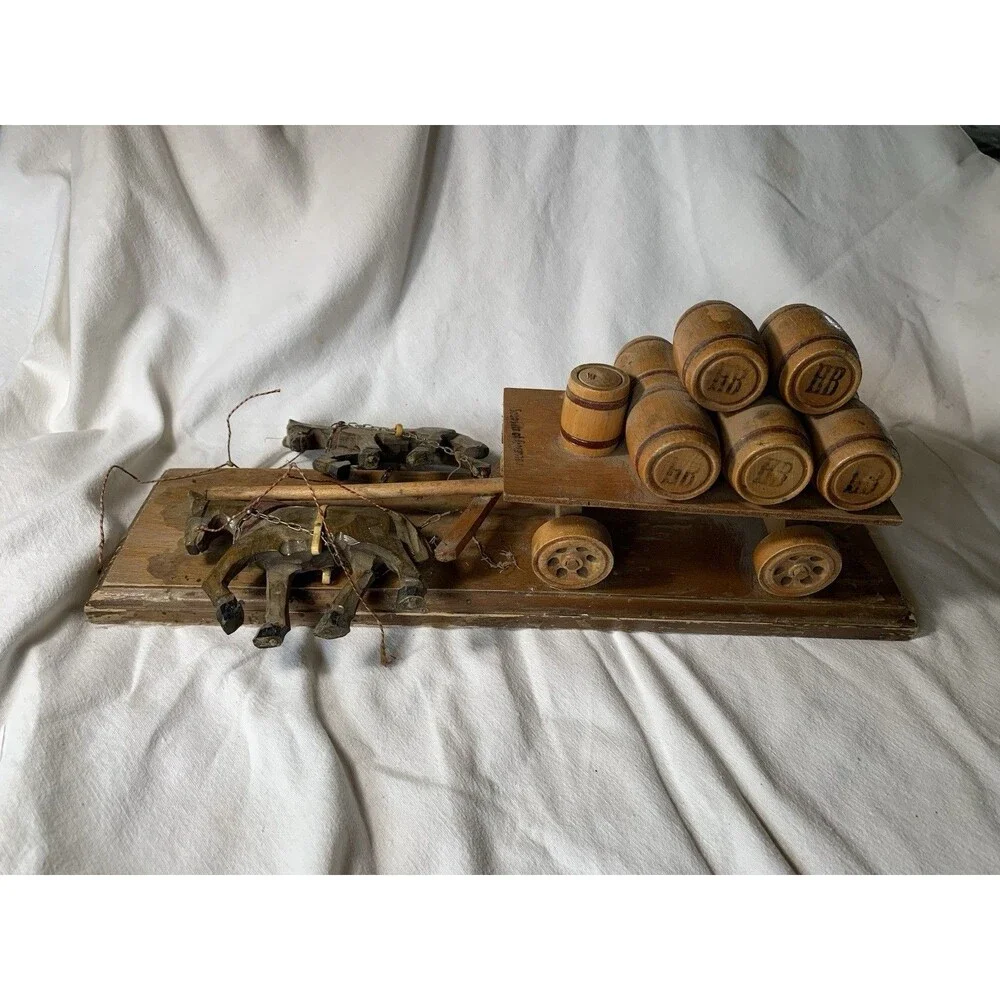 Vintage Wooden Horse Drawn Beer Barrel Wagon Imperfect (Project)